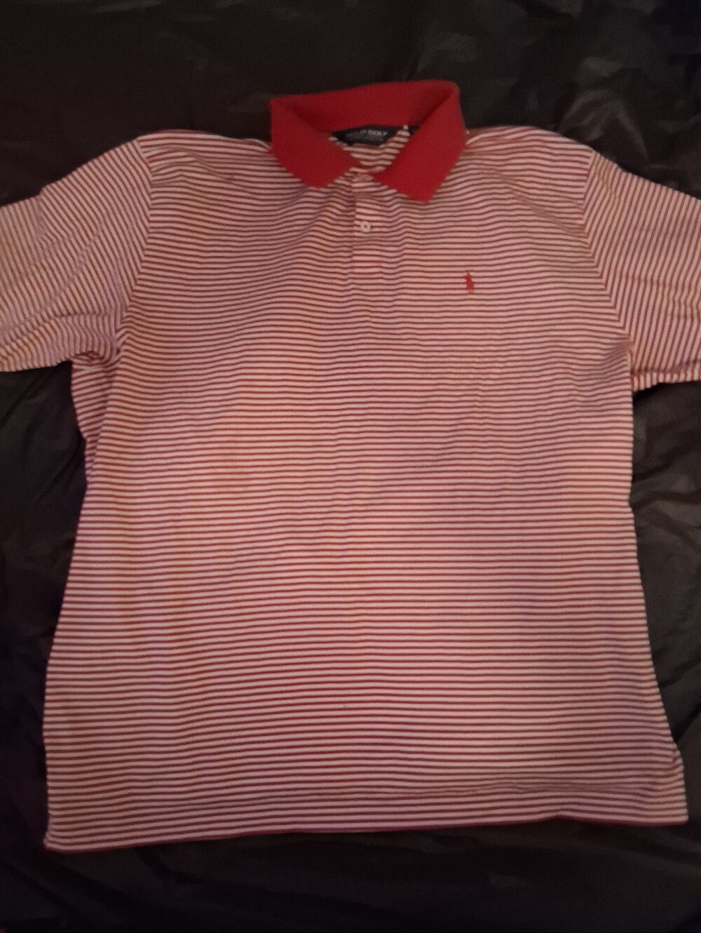 Ralph Lauren Striped Polo in Red & White Size XL